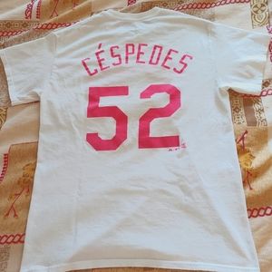 Majestic MLB new york Mets yoenis cespedes shirt white/pink M